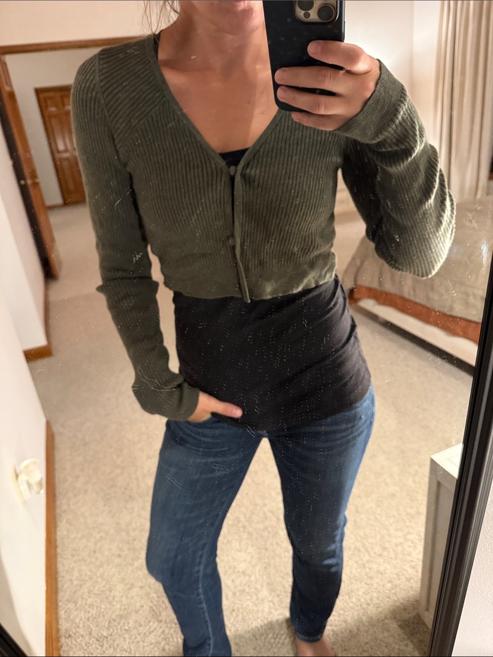 Favorite daughter cropped button front sweater, cashmere
